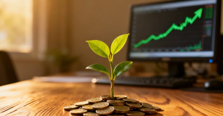 Hand placing coins into a jar to build savings