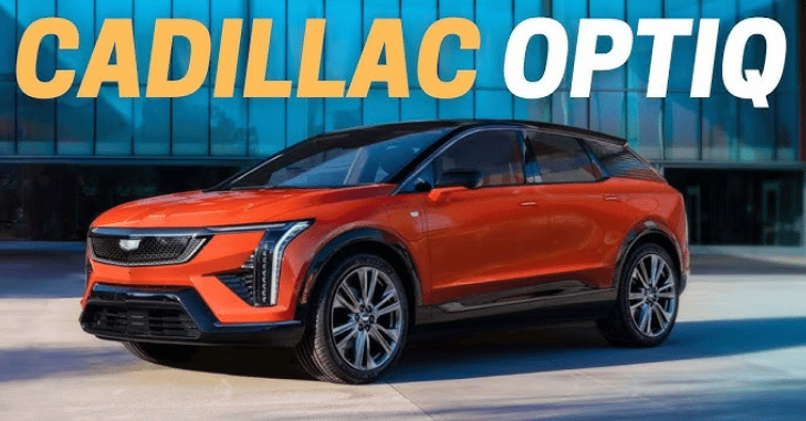 Cadillac Optiq electric SUV in a modern urban setting
