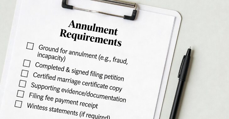 Legal forms and a pen prepared for a court filing