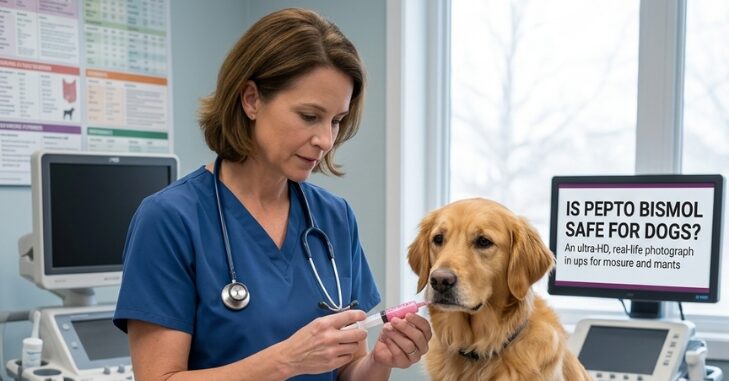 Veterinarian examining a dog during a checkup