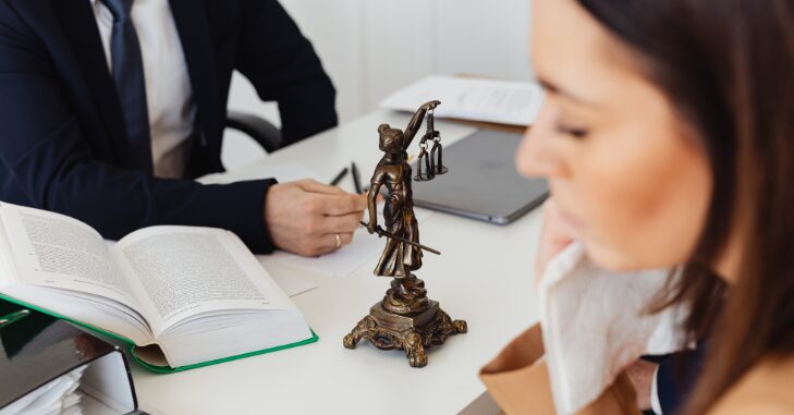 Lawyer explaining asset protection options to a family